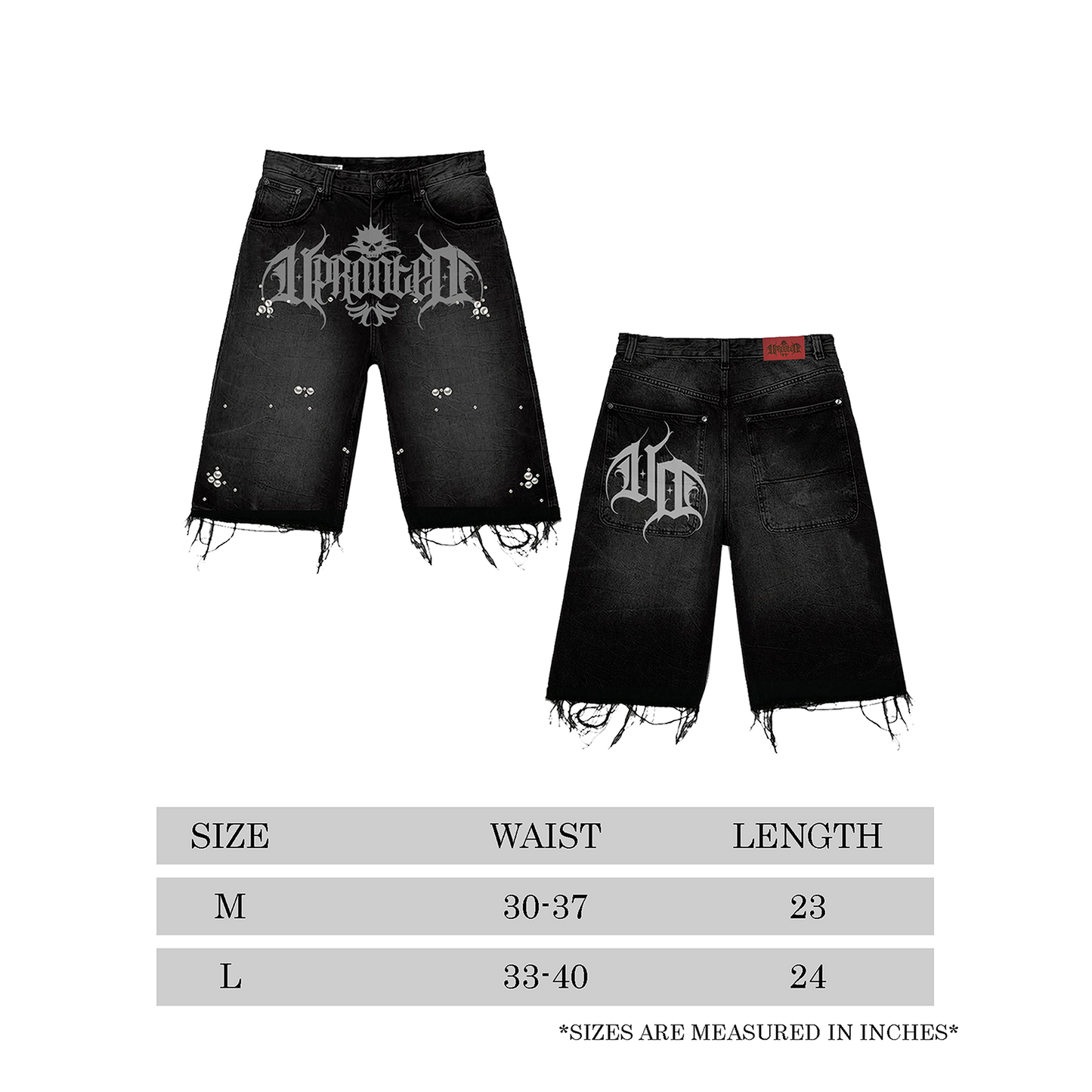"HARD CUT DENIM JORTS" IN DENIM BLACK