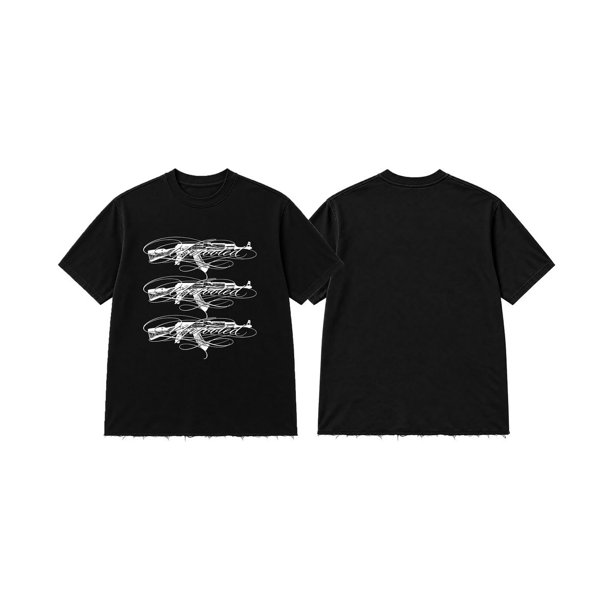 Uprooted "Outcast" Regular Fit Raw Hem Shirt Black