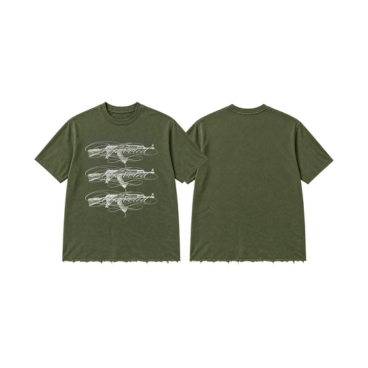 Uprooted "Outcast" Regular Fit Raw Hem Shirt Army