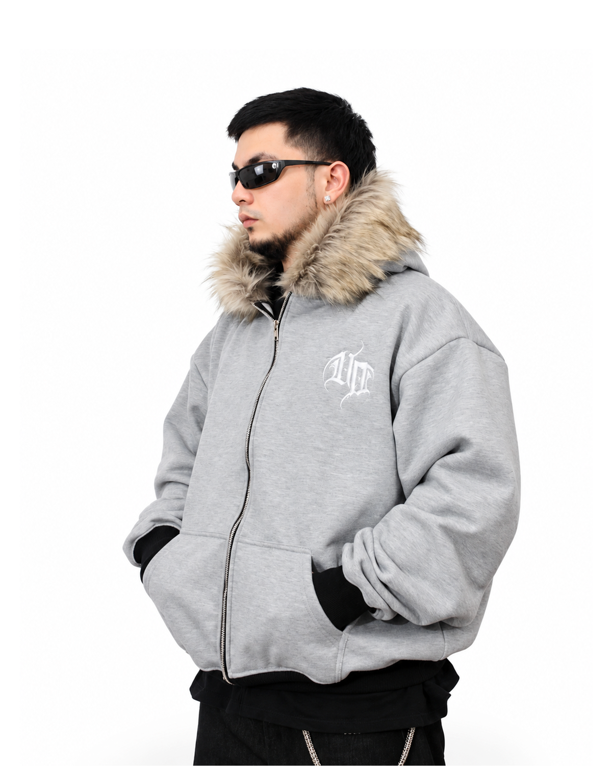 Uprooted "WINTER FANG" Fur Zip hoodie Oversized Fit