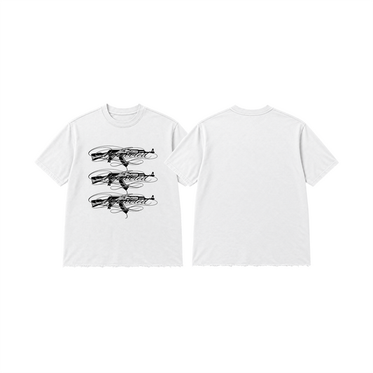 Uprooted "Outcast" Regular Fit Raw Hem Shirt White