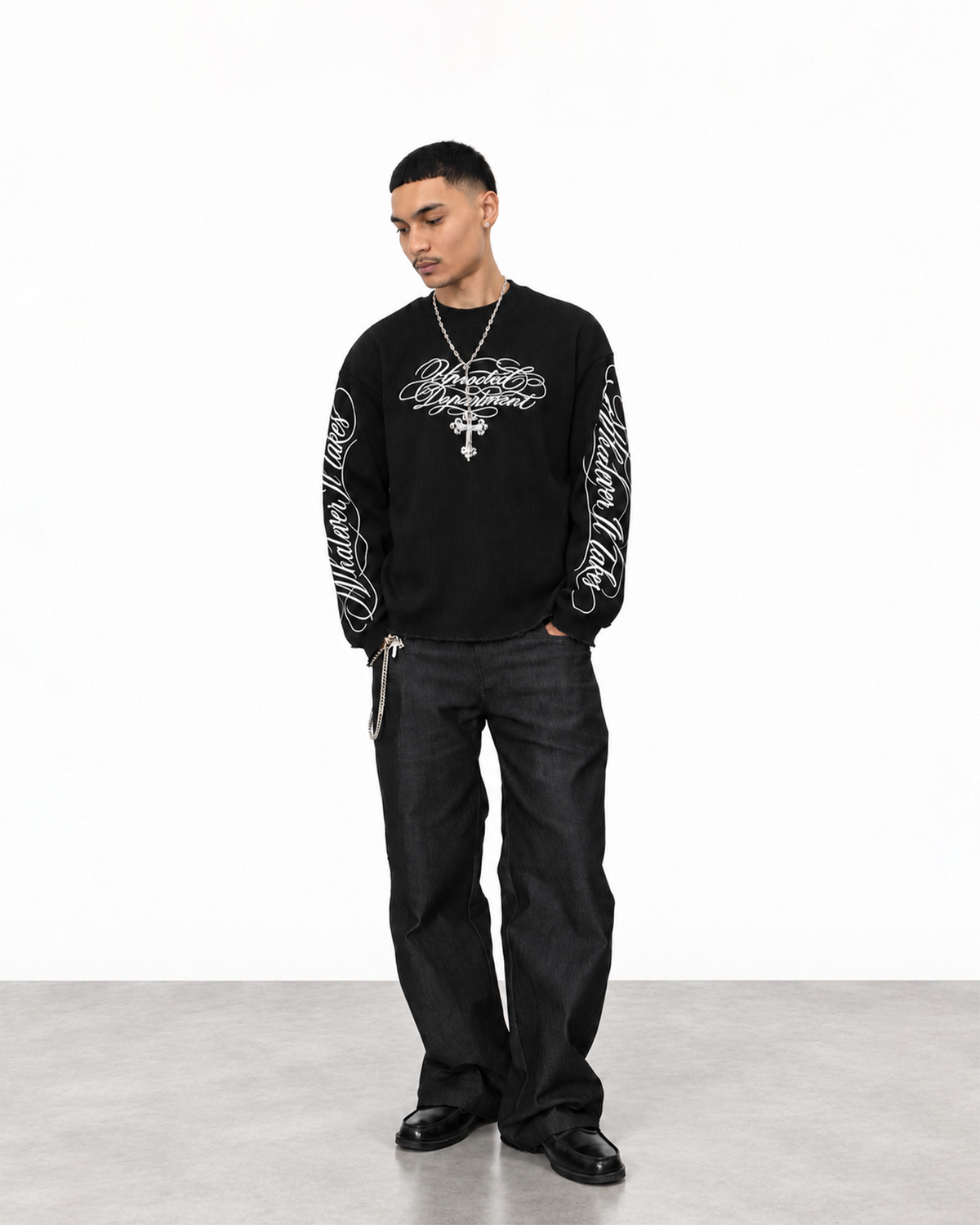 UPROOTED DEPARTMENT Raw Hem Long Sleeve Shirt – 220 GSM CVC Cropped Boxy Fit