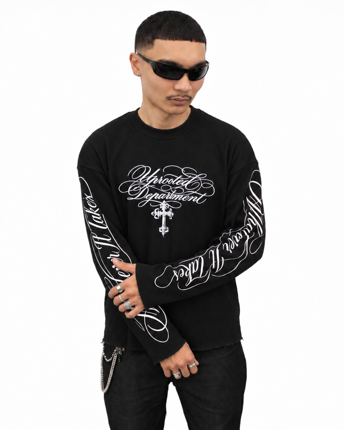 UPROOTED DEPARTMENT Raw Hem Long Sleeve Shirt – 220 GSM CVC Cropped Boxy Fit
