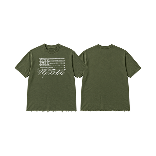 Uprooted "Lost Empire" Regular Fit Raw Hem Shirt Army