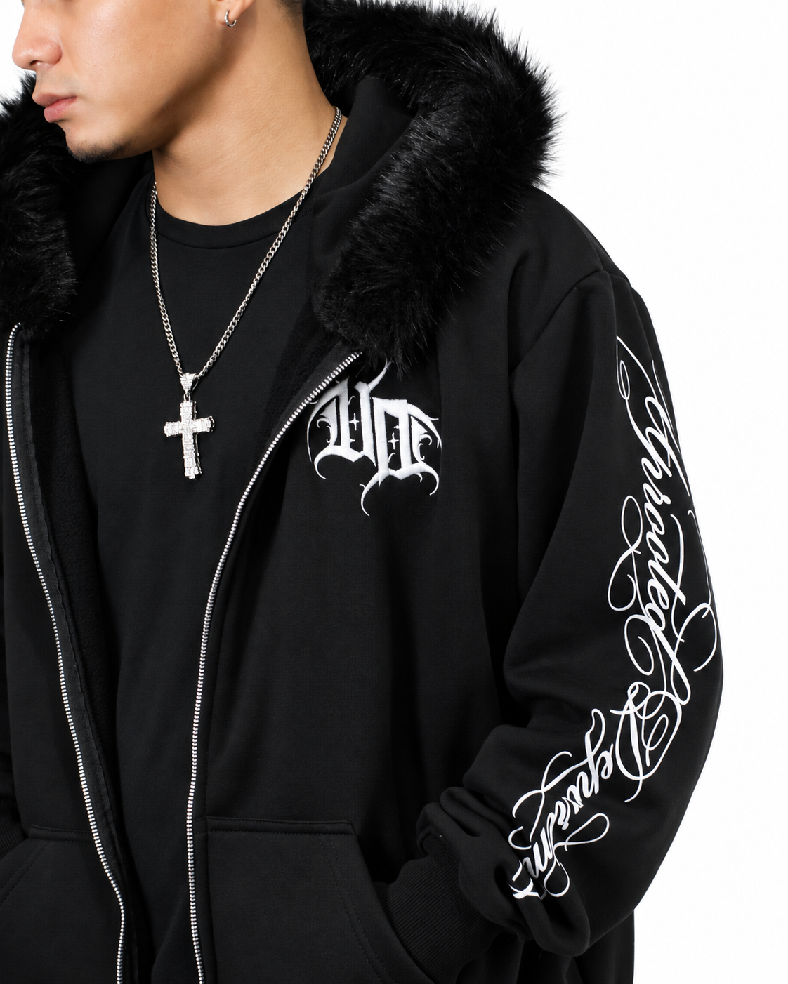 Uprooted "SHADOW FANG" Fur Zip hoodie Oversized Fit