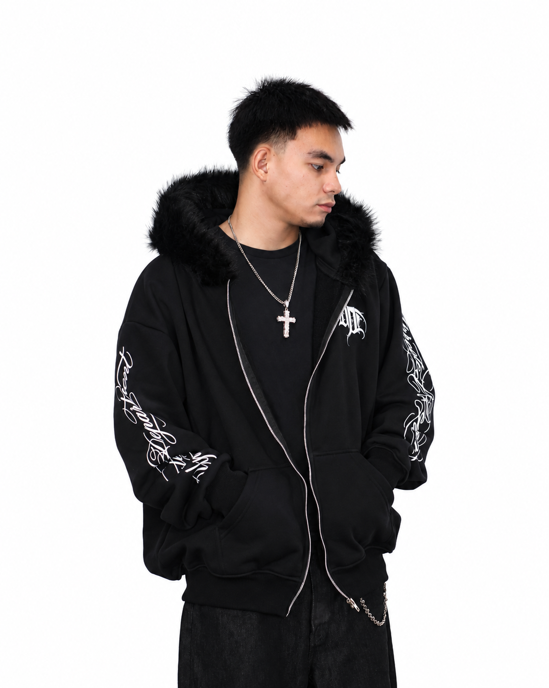 Uprooted "SHADOW FANG" Fur Zip hoodie Oversized Fit