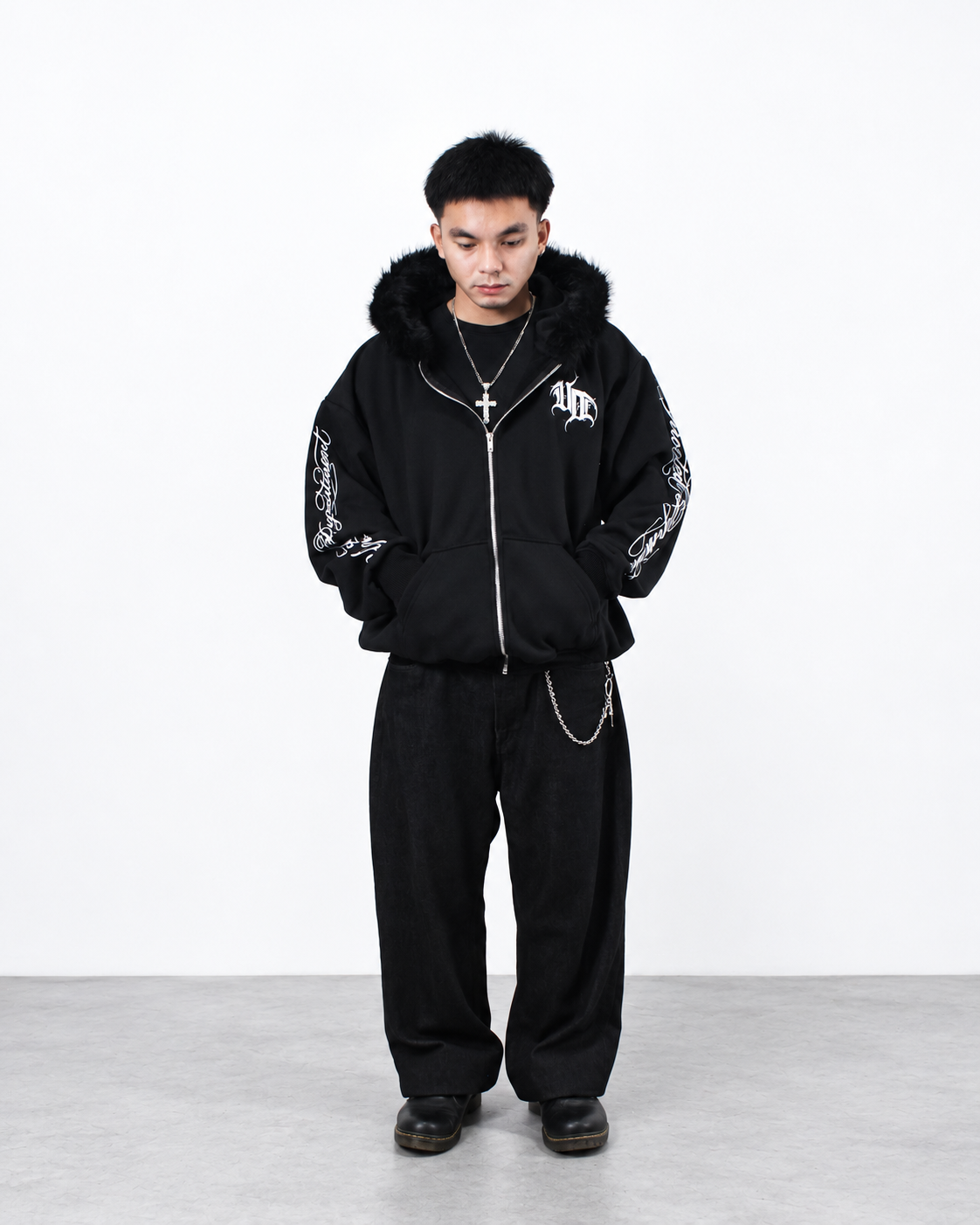 Uprooted "SHADOW FANG" Fur Zip hoodie Oversized Fit