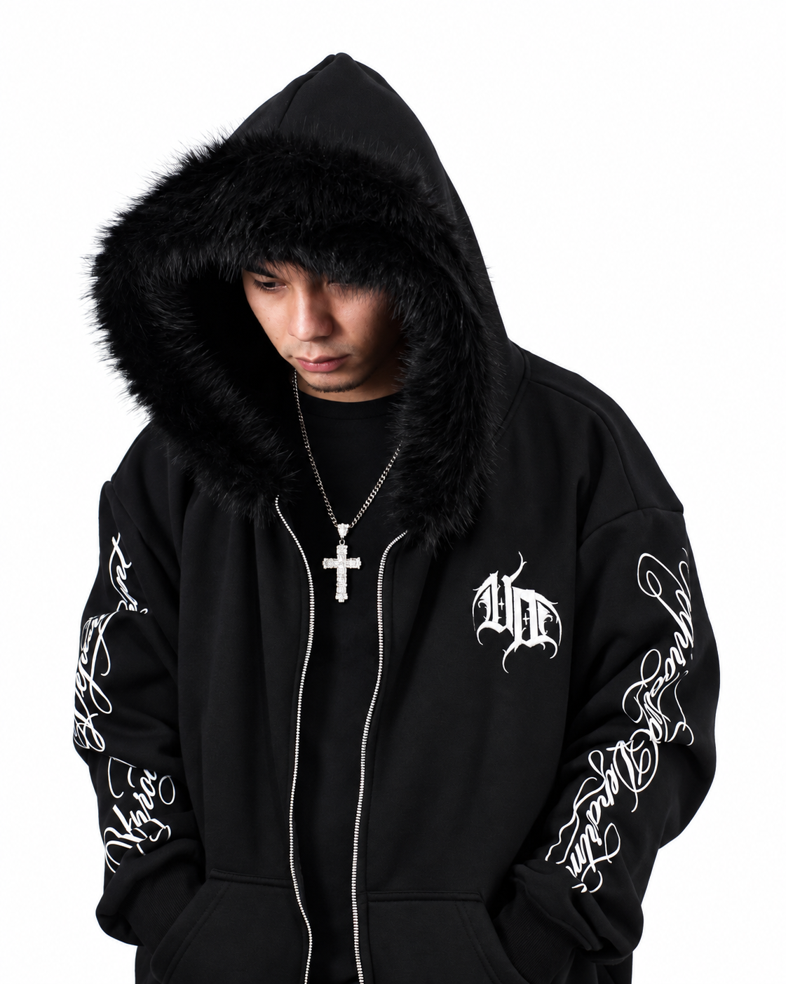 Uprooted "SHADOW FANG" Fur Zip hoodie Oversized Fit