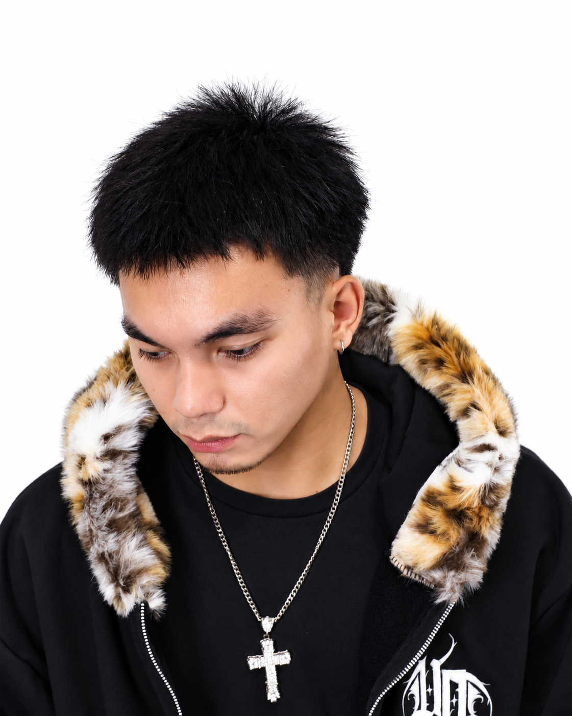 Uprooted "GOLDEN FANG" Fur Zip hoodie Oversized Fit