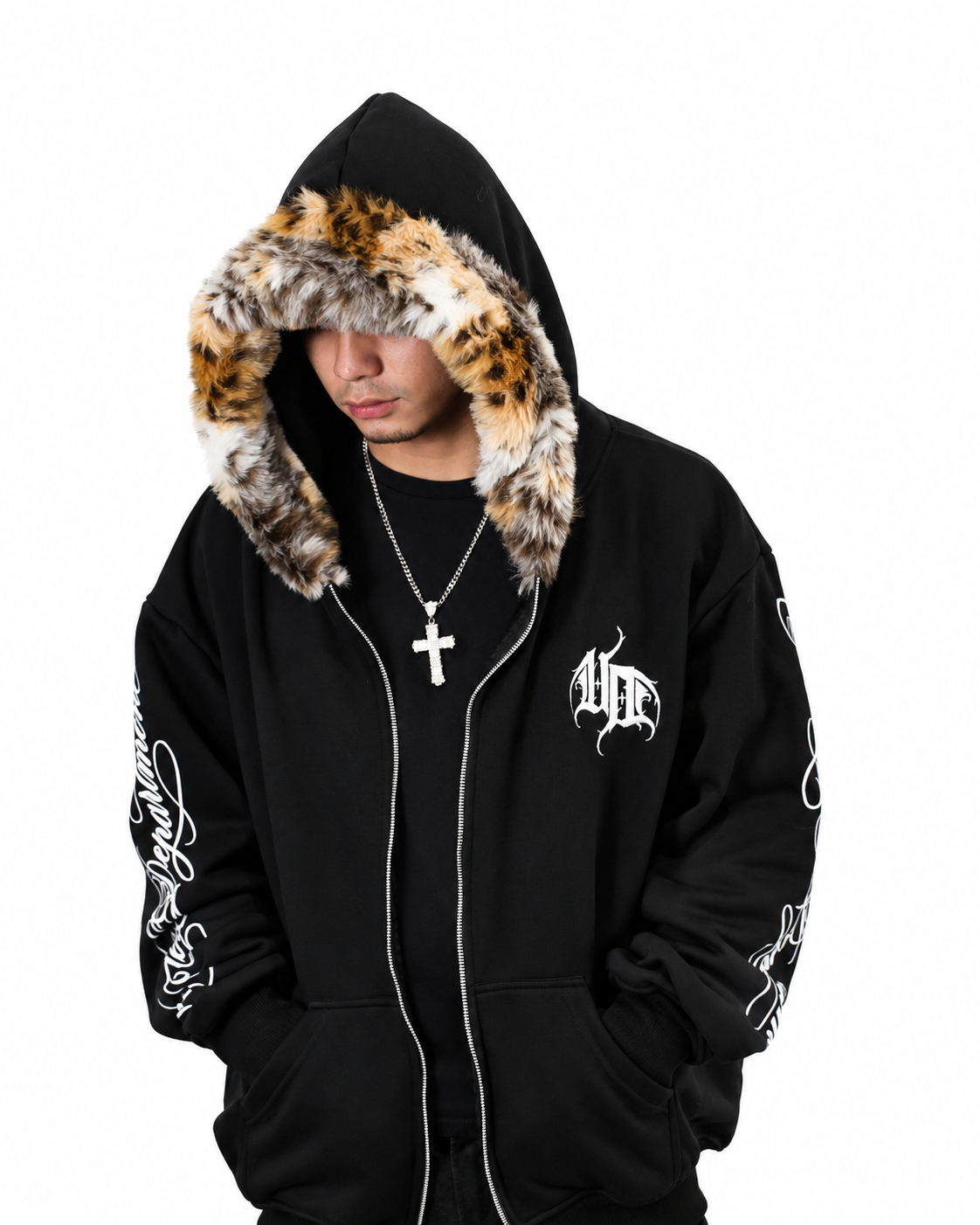 Uprooted "GOLDEN FANG" Fur Zip hoodie Oversized Fit