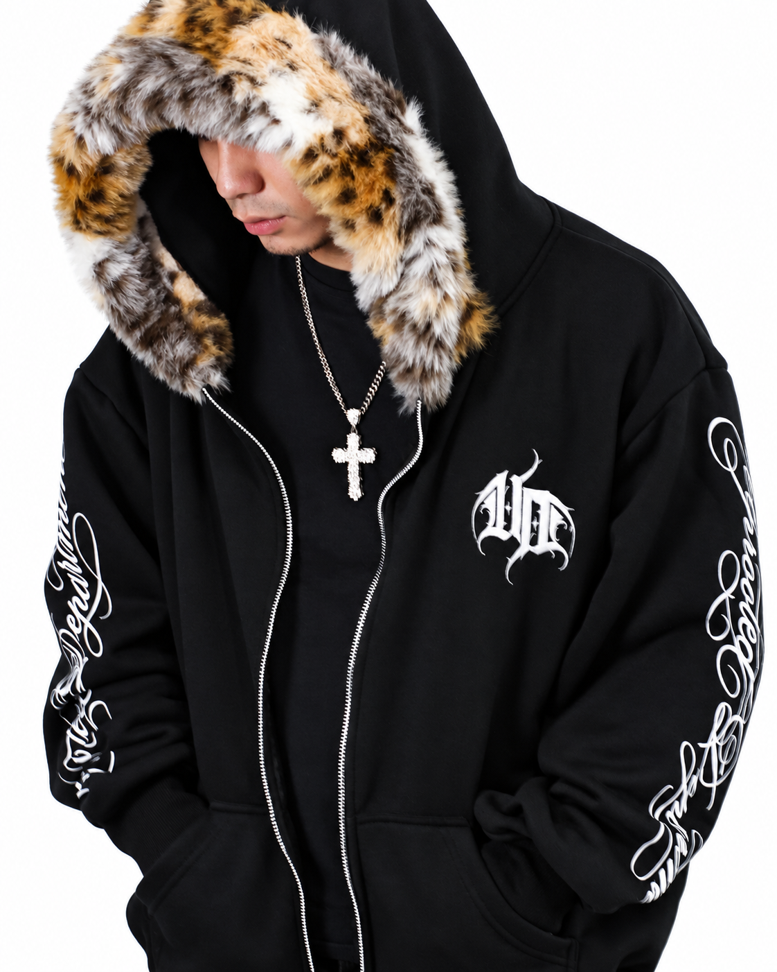 Uprooted "GOLDEN FANG" Fur Zip hoodie Oversized Fit
