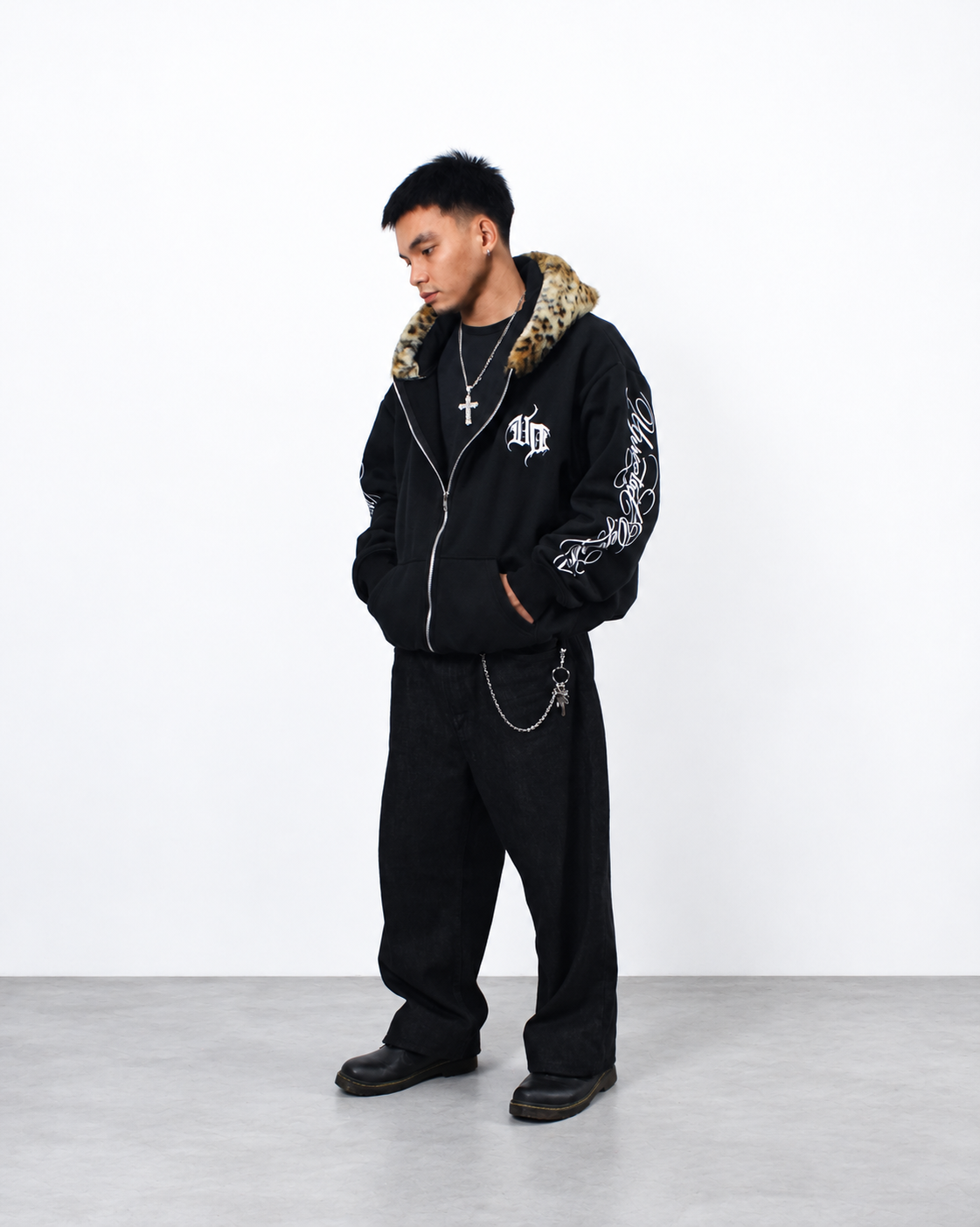 Uprooted "SABER FANG" Fur Zip hoodie Oversized Fit