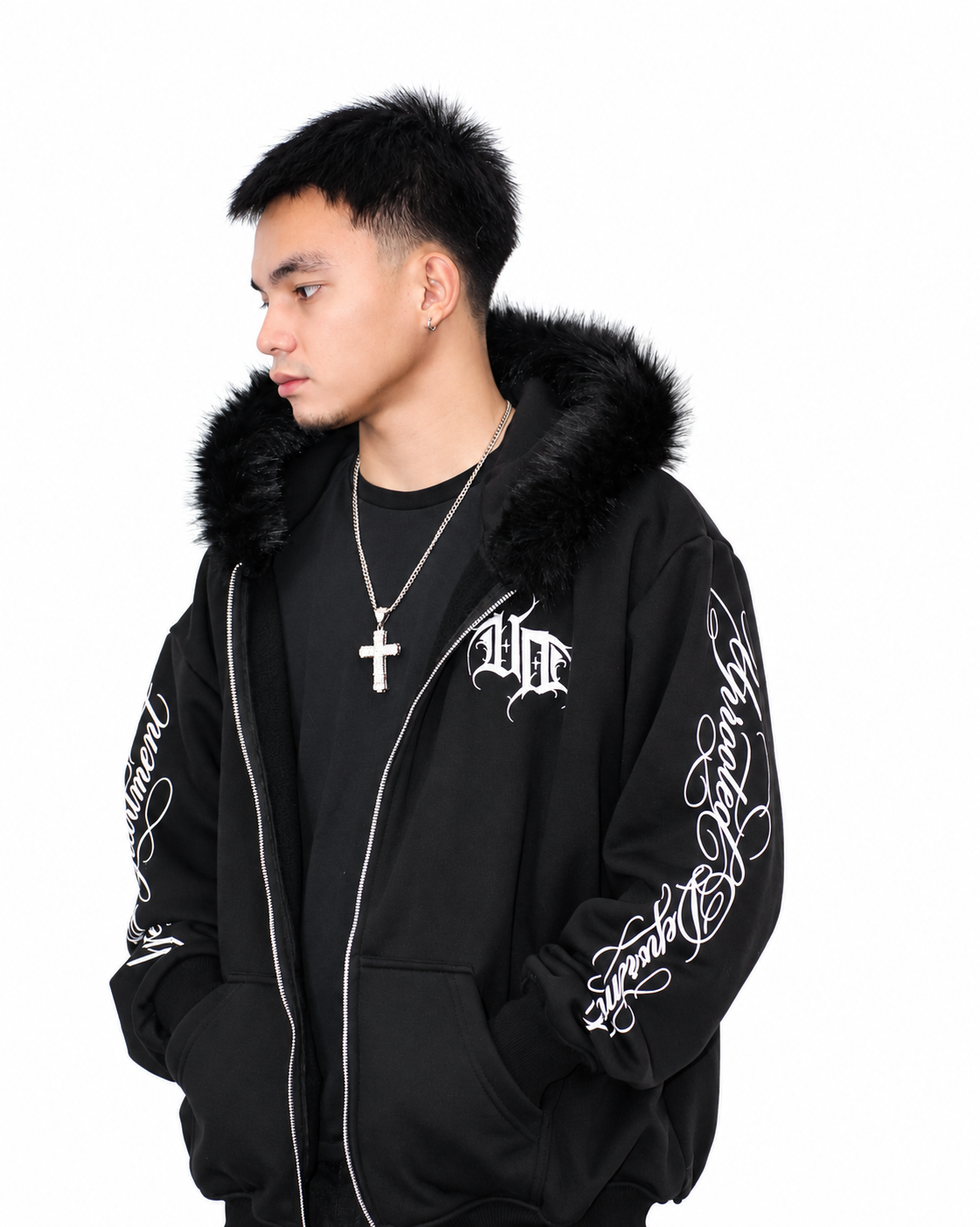 Uprooted "SHADOW FANG" Fur Zip hoodie Oversized Fit