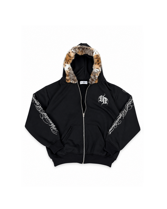 Uprooted "GOLDEN FANG" Fur Zip hoodie Oversized Fit