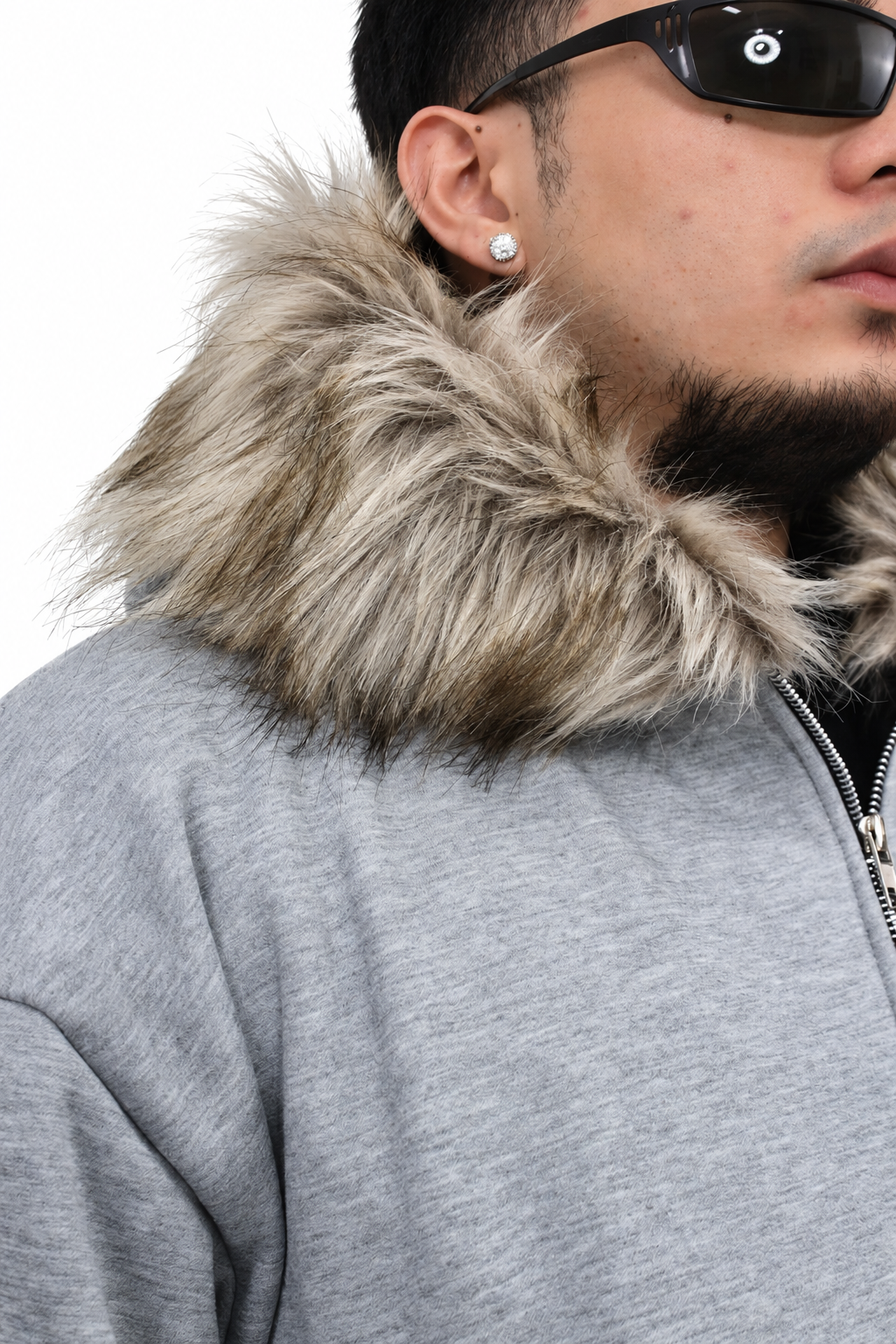 Uprooted "WINTER FANG" Fur Zip hoodie Oversized Fit