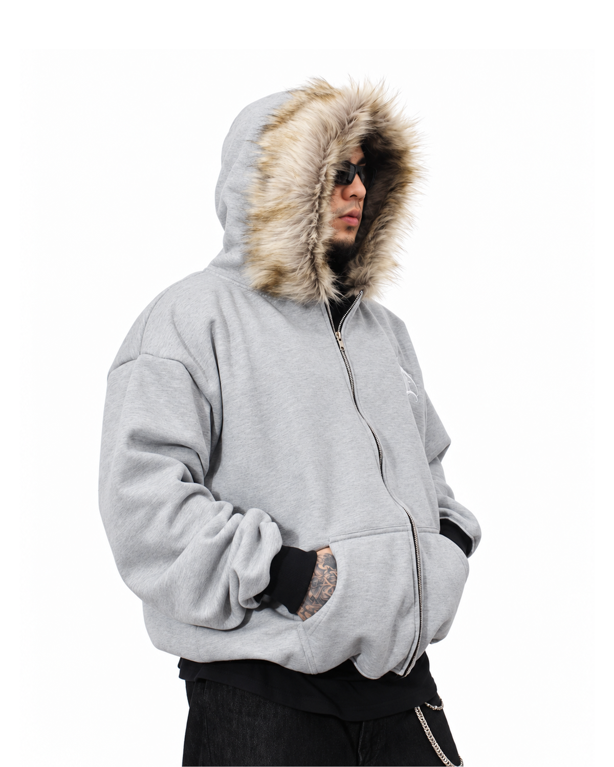 Uprooted "WINTER FANG" Fur Zip hoodie Oversized Fit