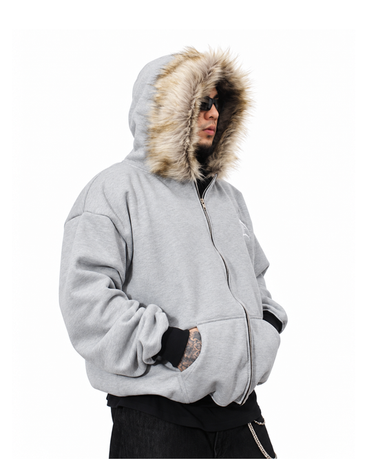 Uprooted "WINTER FANG" Fur Zip hoodie Oversized Fit