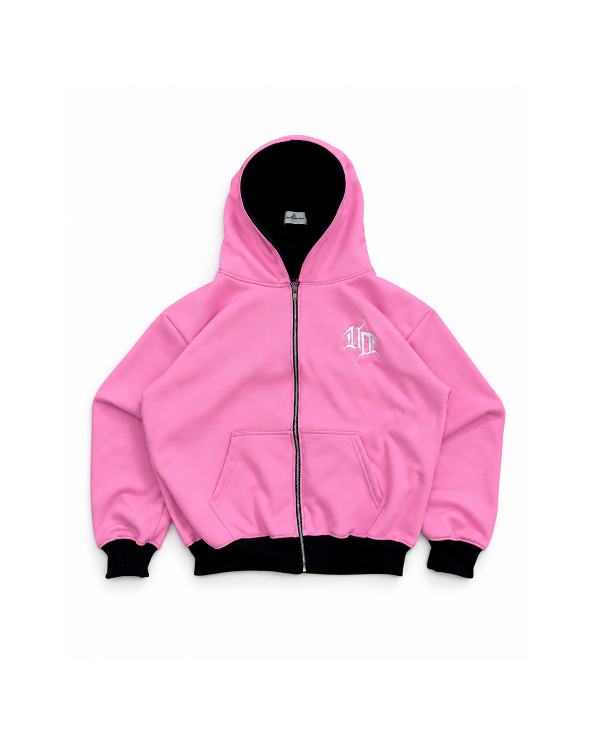 UPROOTED BLUSH CREEPER 450GSM HEAVYWEIGHT BOXY FULL ZIP HOODIE – OVERSIZED PINK COTTON FLEECE STREETWEAR JACKET