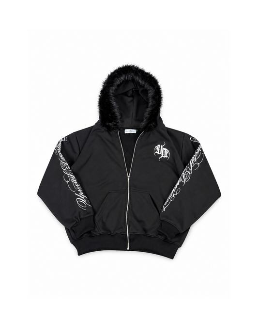 Uprooted "SHADOW FANG" Fur Zip hoodie Oversized Fit