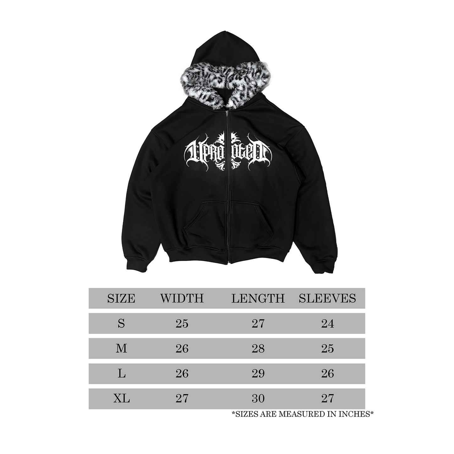 "FROST FANG" FULL ZIPPED HEAVY WEIGHT HOODIE